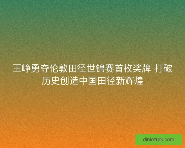 王峥勇夺伦敦田径世锦赛首枚奖牌 打破历史创造中国田径新辉煌