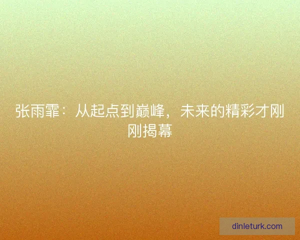 张雨霏：从起点到巅峰，未来的精彩才刚刚揭幕